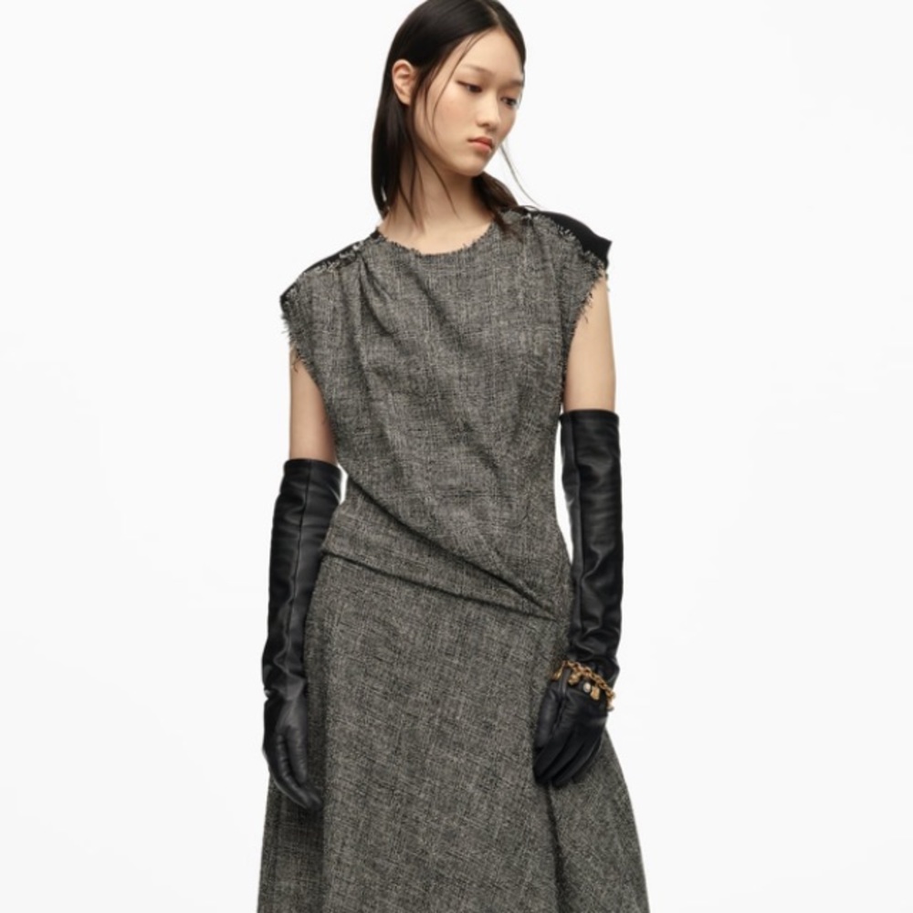 Zara Long Black Leather Gloves